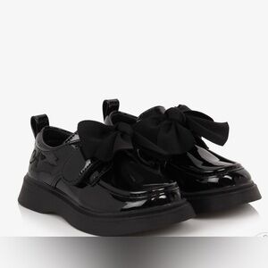 Girls Black Faux Leather Patent Shoes